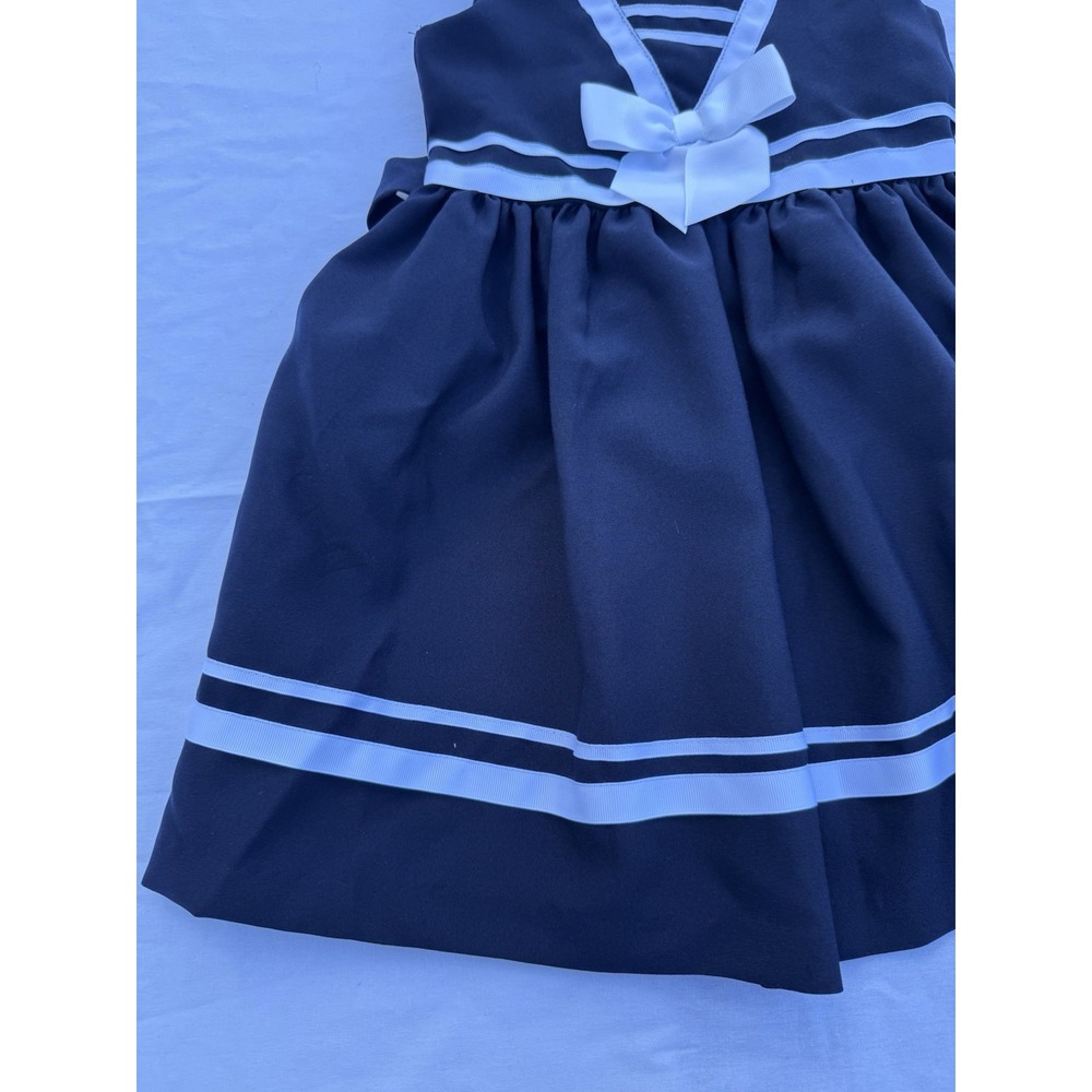 New Bonnie Jean Girls Nautical Sailor Navy Blue Party Dress Toddler 3T - Picture 3 of 15